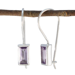 Xiu Purple Dainty Solitaire Dangle Earring Amethyst Purple Dangle