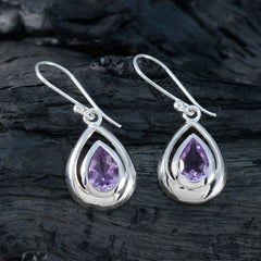 Yuna Purple Minimal Solitaire Dangle Earring