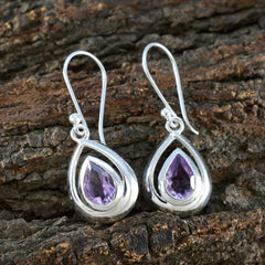 Yuna Purple Minimal Solitaire Dangle Earring