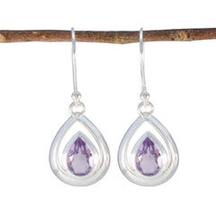 Yuna Purple Minimal Solitaire Dangle Earring Amethyst Purple Dangle