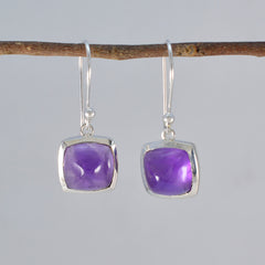 Hina Purple Slim Solitaire Dangle Earring