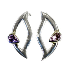 Scarlett Purple Minimal Solitaire Stud Earring Amethyst Purple Stud
