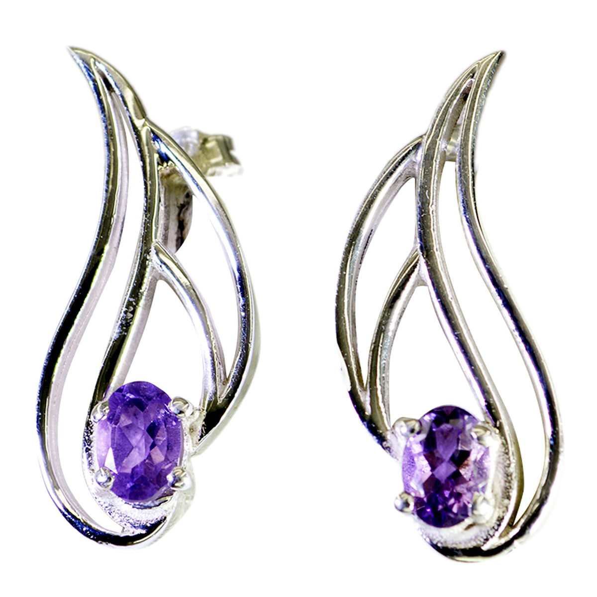 Skylar Purple Whisper thin Solitaire Stud Earring Amethyst Purple Stud