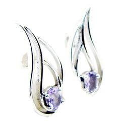 Skylar Purple Whisper thin Solitaire Stud Earring