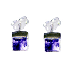 Stella Purple Elegant Solitaire Stud Earring Amethyst Purple Stud