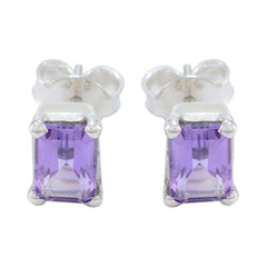 Tereza Purple Elegant Solitaire Stud Earring Amethyst Purple Stud