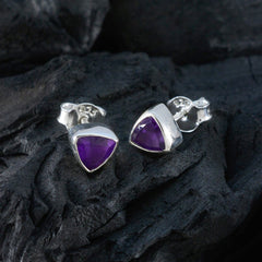 Victoria Purple Delicate Solitaire Stud Earring