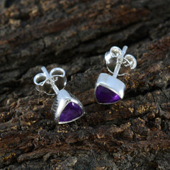 Victoria Purple Delicate Solitaire Stud Earring