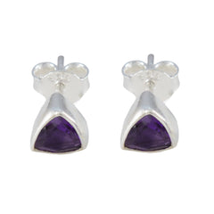 Victoria Purple Delicate Solitaire Stud Earring Amethyst Purple Stud