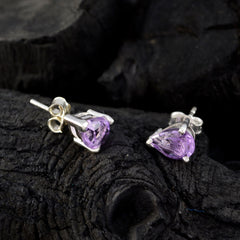 Yasmin Purple Delicate Solitaire Stud Earring