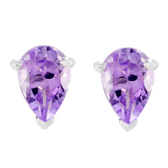 Yasmin Purple Delicate Solitaire Stud Earring Amethyst Purple Stud