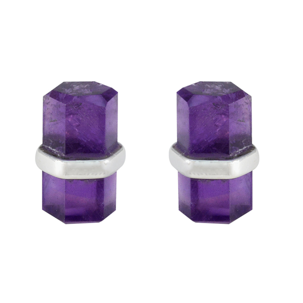 Fernanda Purple Whisper thin Solitaire Stud Earring Amethyst Purple Stud