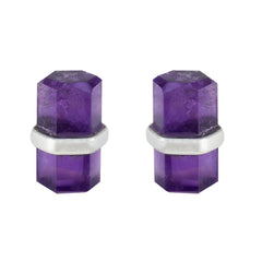 Fernanda Purple Whisper thin Solitaire Stud Earring Amethyst Purple Stud