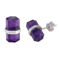 Fernanda Purple Whisper thin Solitaire Stud Earring