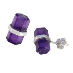 Fernanda Purple Whisper thin Solitaire Stud Earring