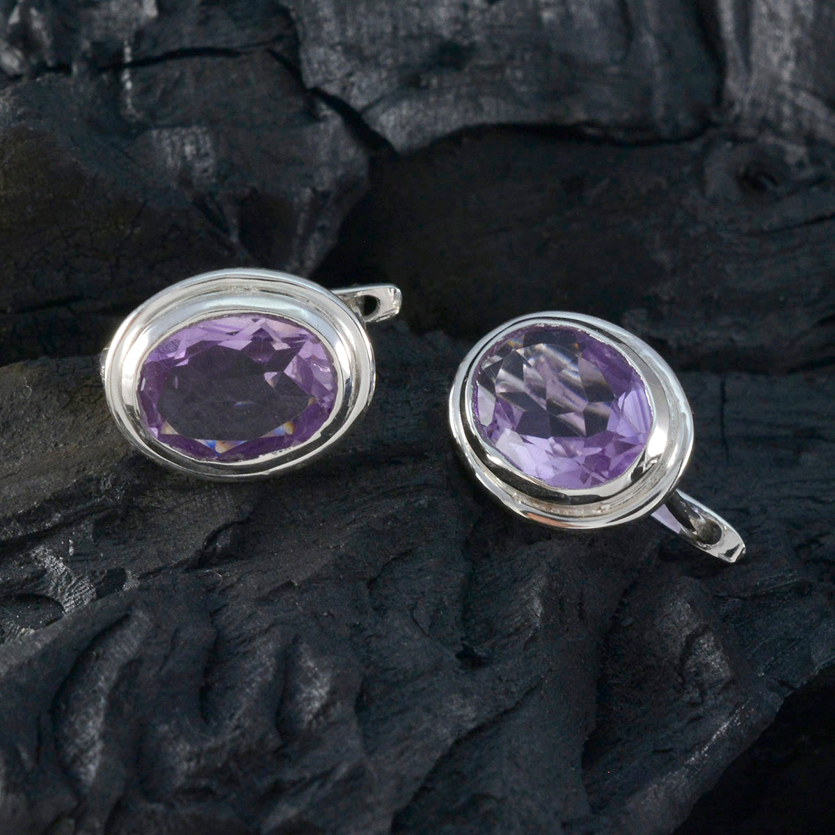 Yasmine Purple Dainty Solitaire Stud Earring