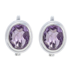 Yasmine Purple Dainty Solitaire Stud Earring Amethyst Purple Stud