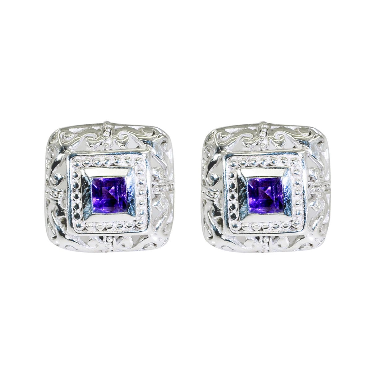 Zoey Purple Dainty Solitaire Stud Earring Amethyst Purple Stud