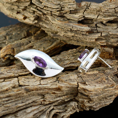 Aiko Purple Classic Solitaire Stud Earring