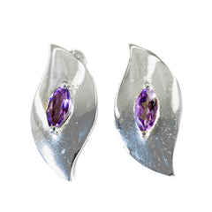 Aiko Purple Classic Solitaire Stud Earring Amethyst Purple Stud