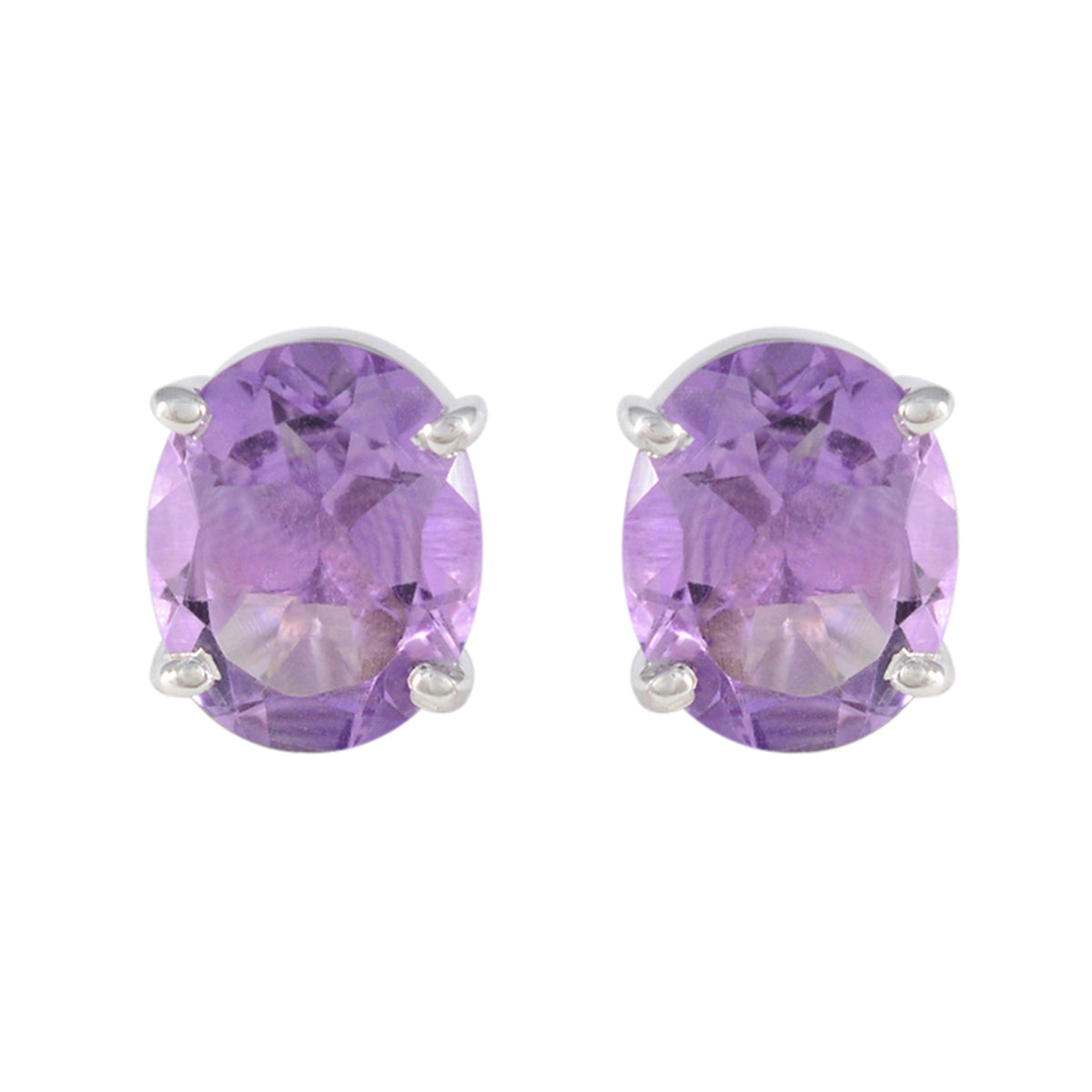 María Purple Dainty Solitaire Stud Earring Amethyst Purple Stud
