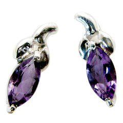 Chen Purple Delicate Solitaire Stud Earring Amethyst Purple Stud