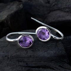 Ana Purple Whisper thin Solitaire Stud Earring