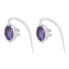 Ana Purple Whisper thin Solitaire Stud Earring Amethyst Purple Stud