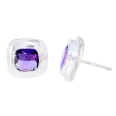 Emi Purple Dainty Solitaire Stud Earring Amethyst Purple Stud