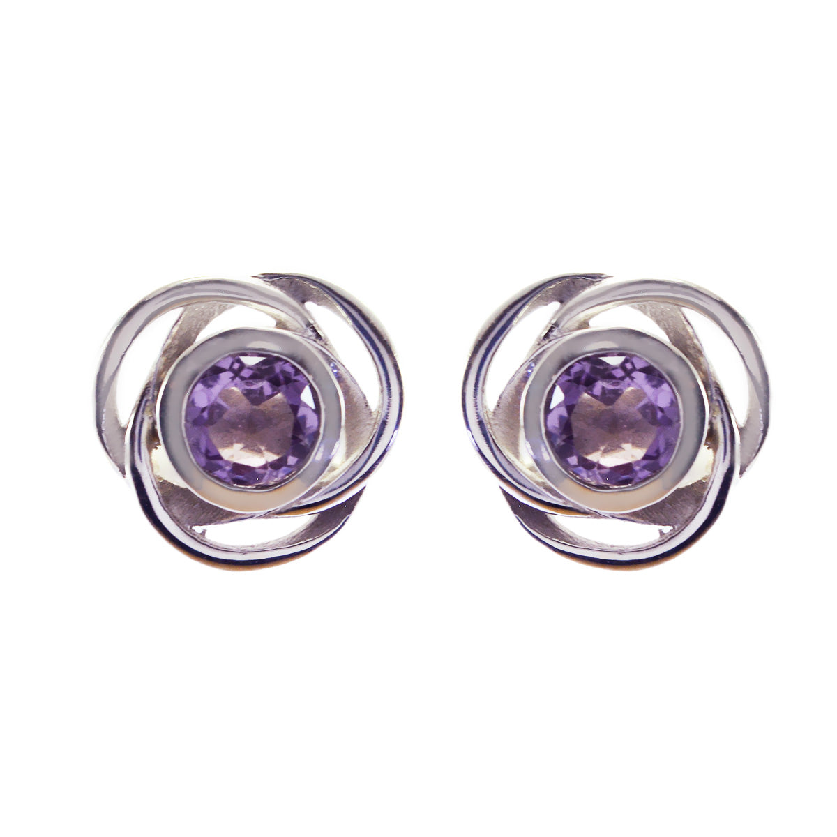 Eun ji Purple Dainty Solitaire Stud Earring Amethyst Purple Stud