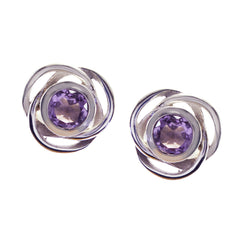 Eun ji Purple Dainty Solitaire Stud Earring