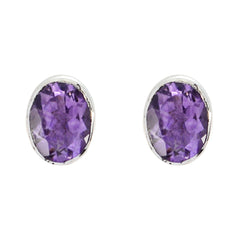 Haruka Purple Elegant Solitaire Stud Earring Amethyst Purple Stud
