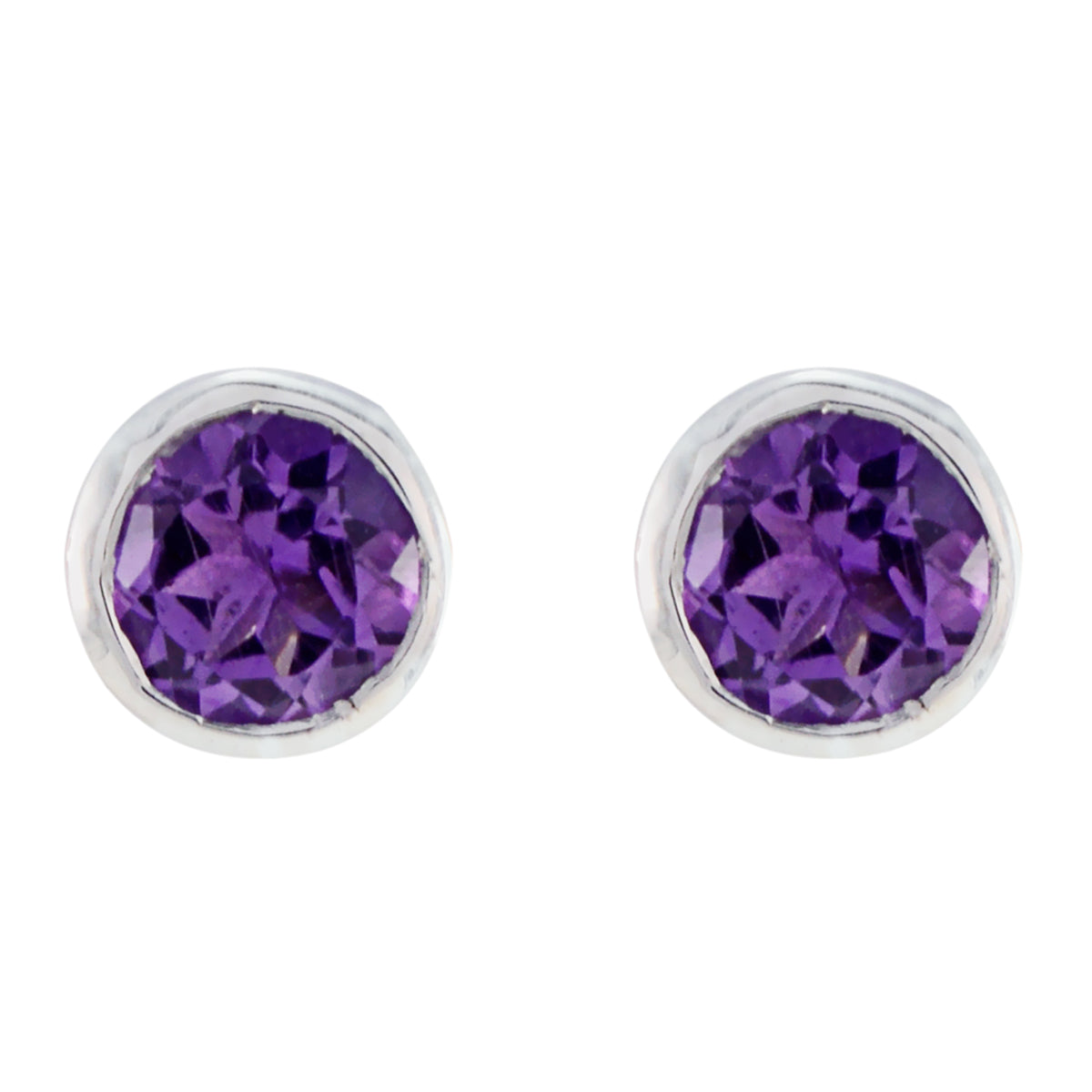 Hua Purple Elegant Solitaire Stud Earring Amethyst Purple Stud