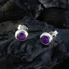 Hye jin Purple Elegant Solitaire Stud Earring