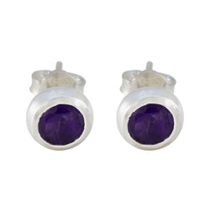 Hye jin Purple Elegant Solitaire Stud Earring Amethyst Purple Stud