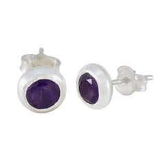 Hye jin Purple Elegant Solitaire Stud Earring