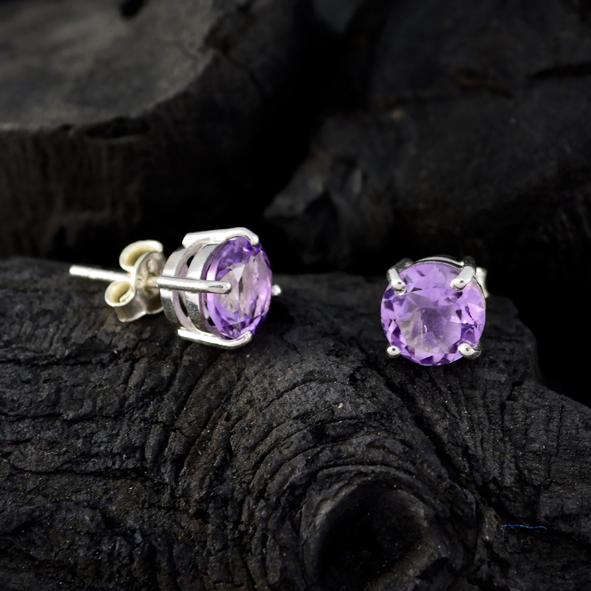 Jia Purple Elegant Solitaire Stud Earring
