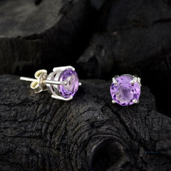 Jia Purple Elegant Solitaire Stud Earring