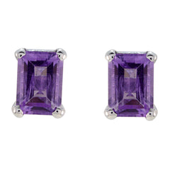 Daniela Purple Elegant Solitaire Stud Earring Amethyst Purple Stud
