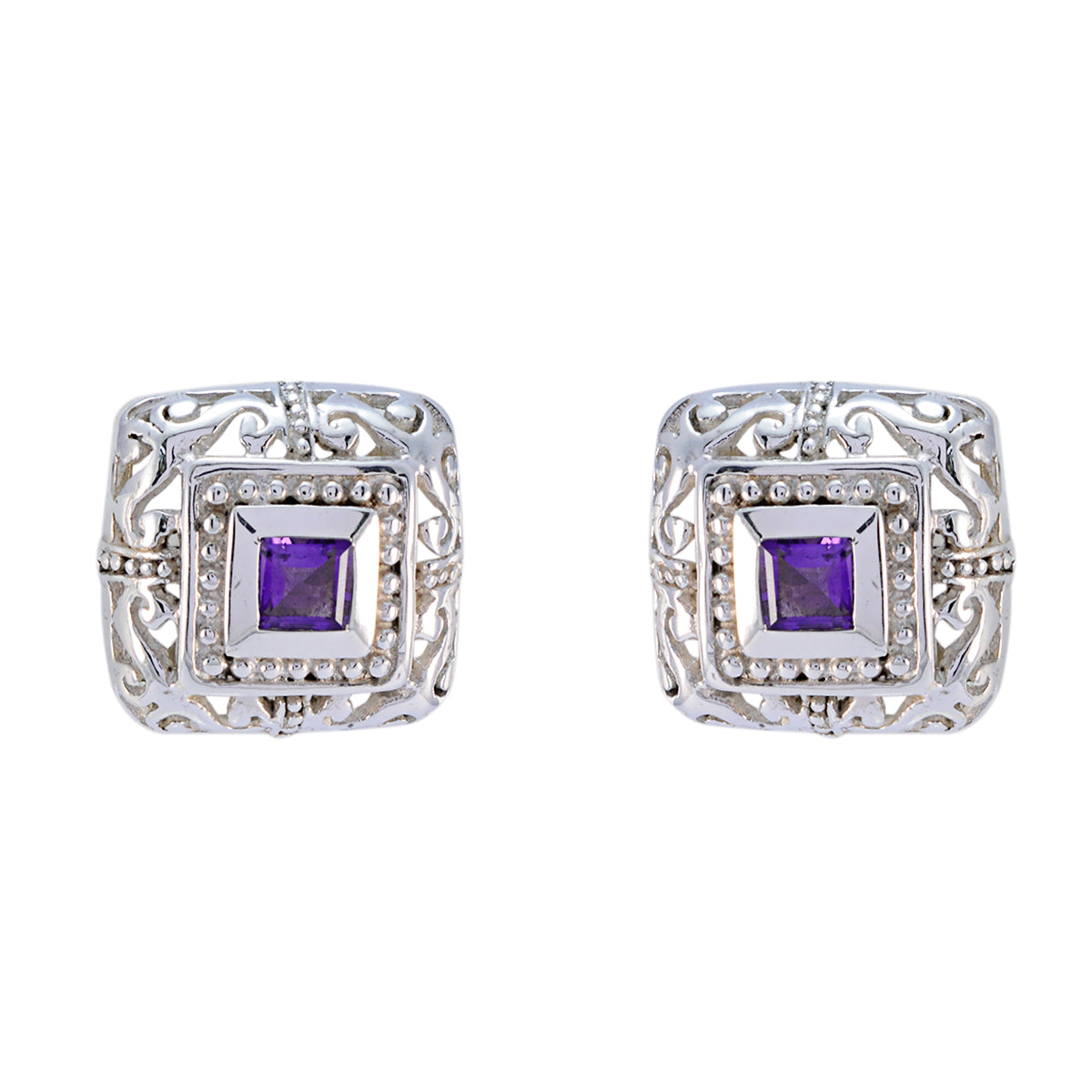 Ji eun Purple Tiny Solitaire Stud Earring Amethyst Purple Stud