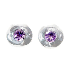 Jiwoo Purple Delicate Solitaire Stud Earring Amethyst Purple Stud