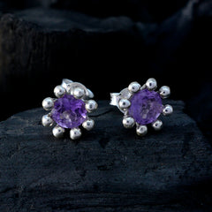 Li Lee Purple Elegant Solitaire Stud Earring