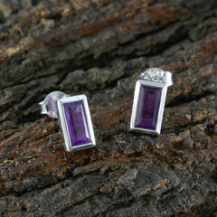 Ling Purple Elegant Solitaire Stud Earring