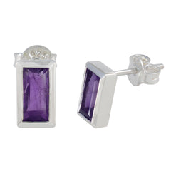 Ling Purple Elegant Solitaire Stud Earring