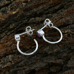 Ines Purple Delicate Solitaire Stud Earring