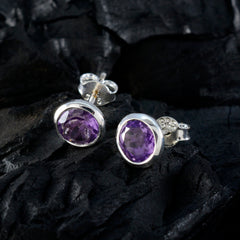 Mei Purple Elegant Solitaire Stud Earring