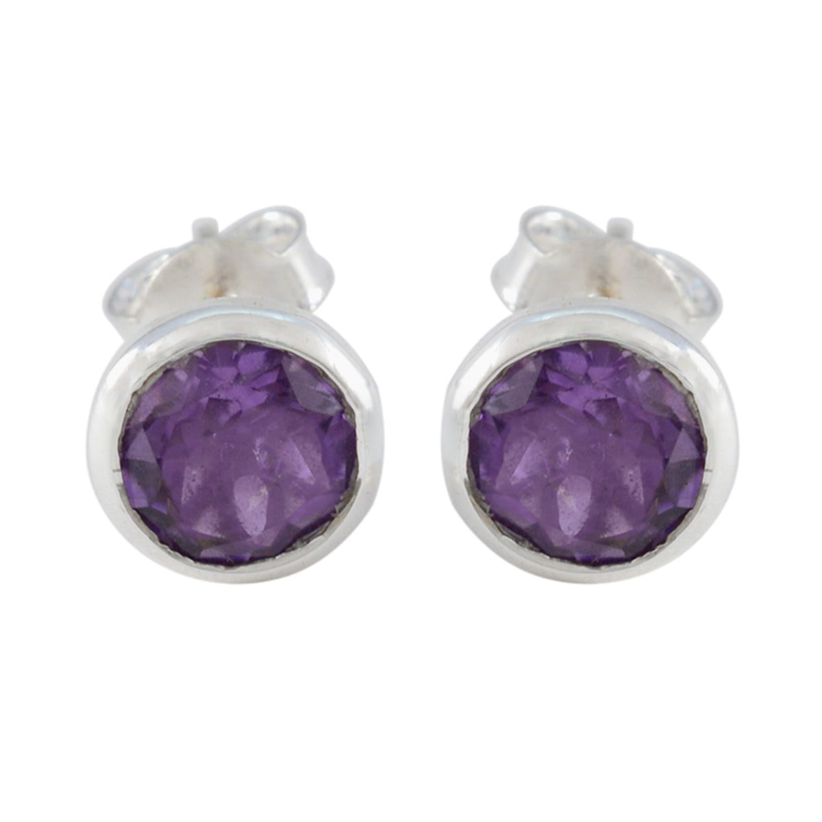 Mei Purple Elegant Solitaire Stud Earring Amethyst Purple Stud