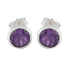 Mei Purple Elegant Solitaire Stud Earring Amethyst Purple Stud
