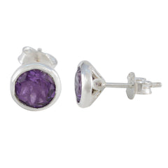 Mei Purple Elegant Solitaire Stud Earring