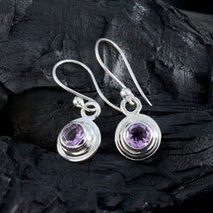 Chen Purple Whisper thin Solitaire Stud Earring
